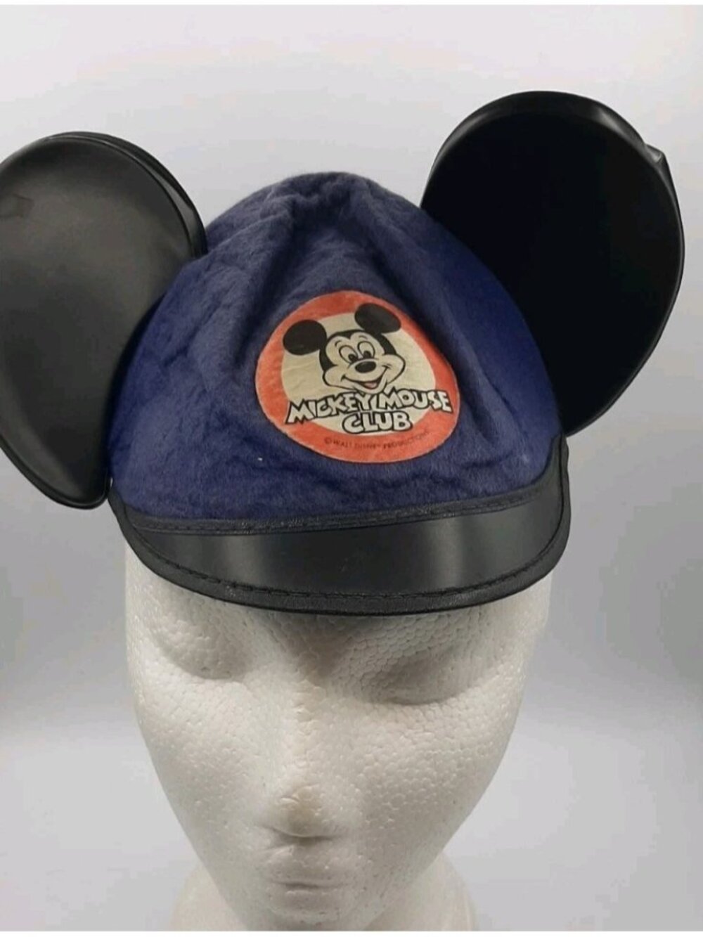 Vintage Mickey Mouse Club Blue Felt Hat With Ears Walt Disney Productions